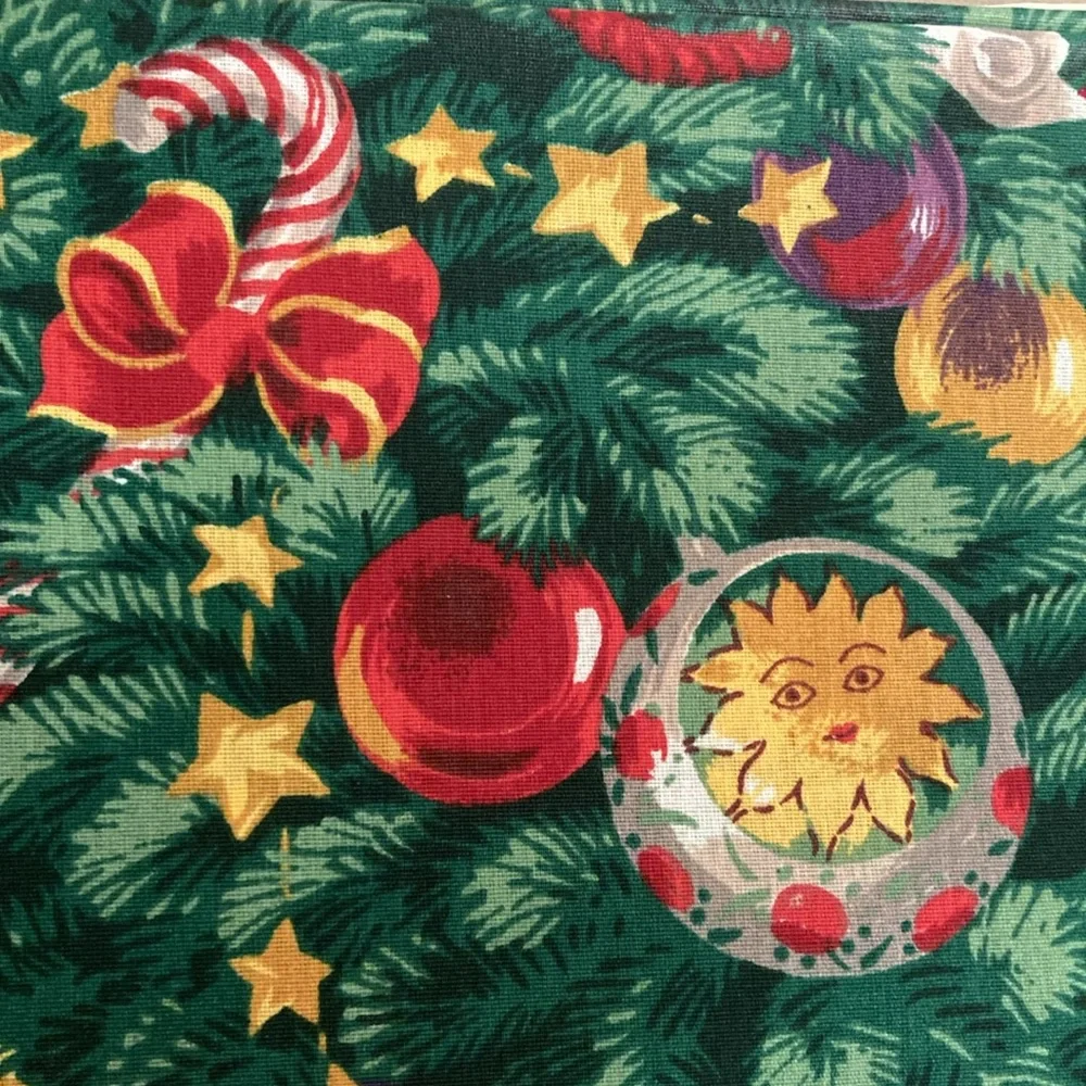 New Vintage 1990s Fabric Christmas Tablecloth Nutcracker Snowman Teddy Bear